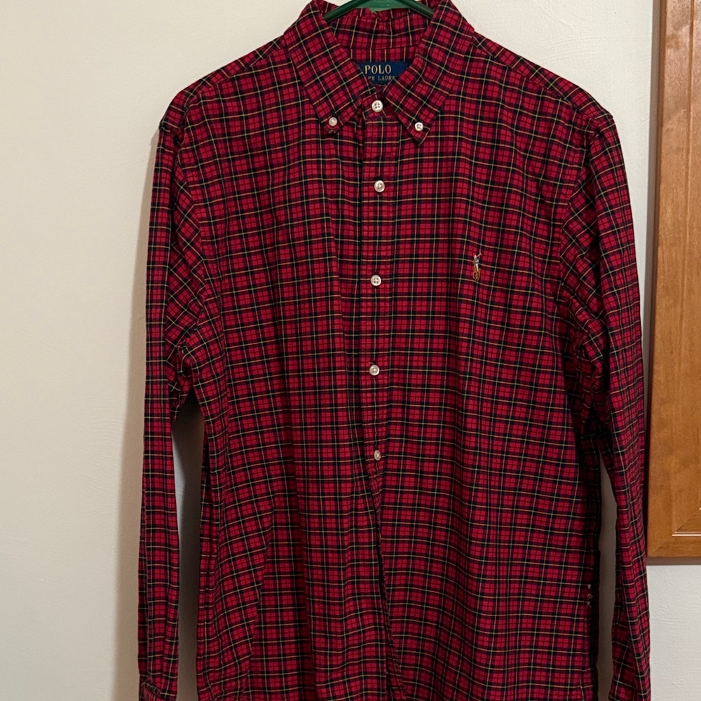 Polo by Ralph Lauren Men's Red and Black Plaid Shirt